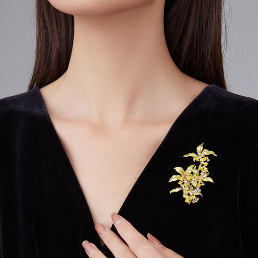 Violet Manlihua Brooch High-end Women's Exquisite Osmanthus Brooch Brooch 520 Gift Trend Champagne Gold