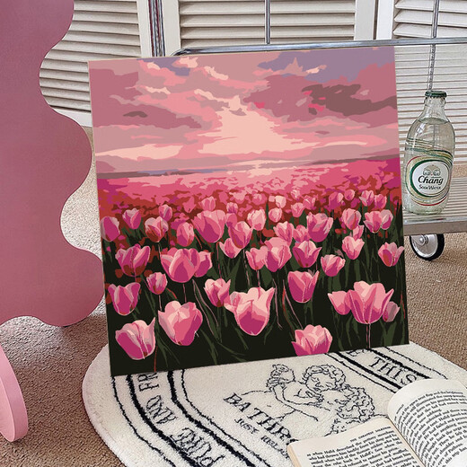 Wei Ci Digital Huile Painting DIY ROSE ROSE PEINTURE D'HUILE EN PEMENT POUR LE ROSE COLORAGE FORMES MAINS SOIR SOL