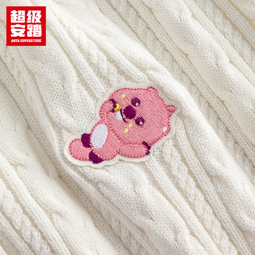 超级安踏ZANMANG LOOPY联名丨休闲毛衣开衫女秋季修身保暖外套162538713U 象牙白-1 S /女160