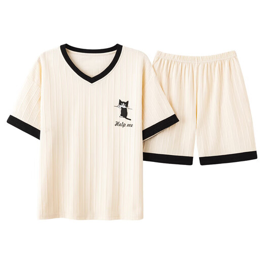 Urban Beauty Summer Pyjamas for Women Cotton Pure Cotton Large taille à manches courtes Bénéres minces en deux pièces pour les étudiants La version coréenne peut être portée à l'extérieur dans les couleurs printemps et automne GXT6636 Couleur d'image xl Recommandation de code 115-130Jin [Jin est égal à 0,5 kg]
