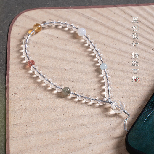 Mrs Win White Crystal Mobile Phone Lanyard Wrist Anti-Lost Ornament Women's Five Elements Mobile Phone Chain Rope Hanging Wrist Beads Five Elements Symbiosis-4mm White Crystal Mobile Phone Chain B05-203