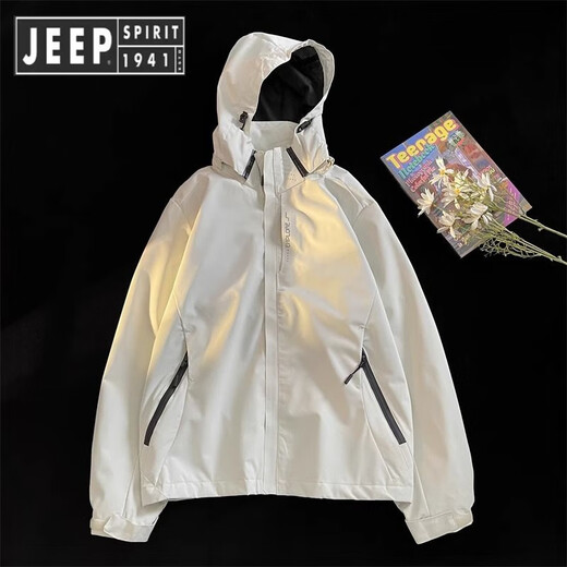 JEEP SPIRIT Jeep Charge Men's 2025 New Summer Thin Outdoor Three-in-One Jacket Soft Shell Mountain Climbing Suit Women's Wind-Back 6628 Black Men and Women's Three-in-One Reference Men's Model M