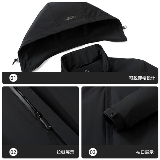 Flying in the Snow-Jacke, Daunenjacke, Herbst und Winter, klassisch, modisch, lässig, vielseitig, trendig, mittellang, stilvoll, für Herren, Schwarz, 3XL 190