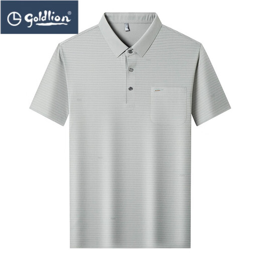 Goldlion 2025 Ice Seide Kurzärärmelte Herren-T-Shirt mit mittlerem Alter Daddy Anzug Sommer Dünner lässiger, atmungsaktivem Polo-Hemd Aprikosen Farbe 15286 3xl 56 Empfohlenes Gewicht 175-190jin [Jin gleich 0,5 kg]