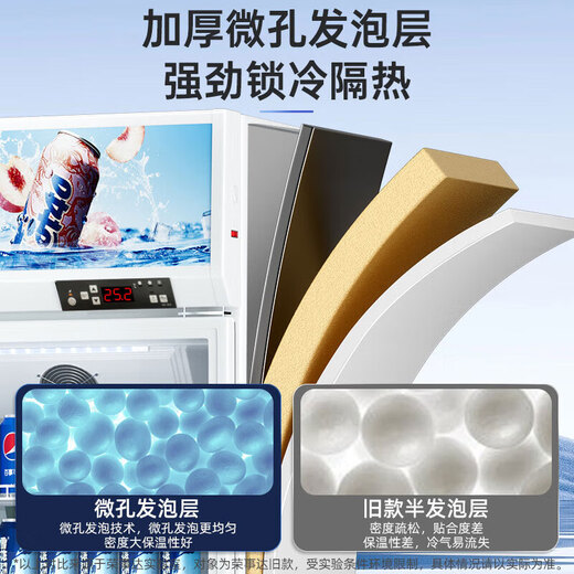 Royalstar Display Cabinet Refrigerated Large Capacity Beverage Cabinet Freezer Commercial Fresh Cabinet Supermarket Glass Door Refrigerator Vertical Beer Cabinet Single Door Dismount Direct Cooling Energy Saving Ordinary Model 288L 2025 New Upgrade丨360 Cycle Quick Cooling丨Energy Saving and Efficiency