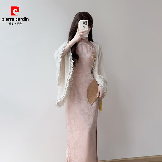 Pierre Cardin (Pierre Cardin) high-end cheongsam pink summer young style new Chinese girly style daily elegant Chinese style dress Spring Cheongsam Pink Does not include accessories M