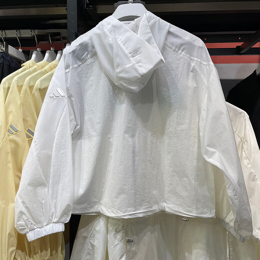 阿迪达斯（adidas）外套女装2025春季新款运动服梭织透气皮肤衣连帽上衣夹克JZ1656 JZ1682白色 XL