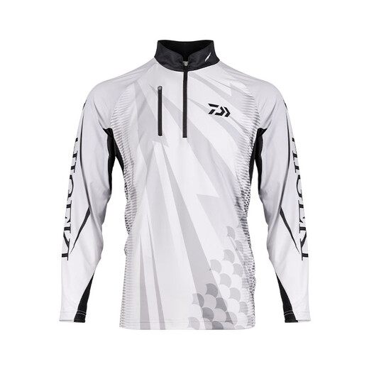 Dayiwa Spring and Summer One-hit Sun Protection Clothing Cool Hooded/Stand-Collar Fishing Suit Sunshade Breathable Long-Sleeve Stand-Collar Sun Protection Top-White 2XL