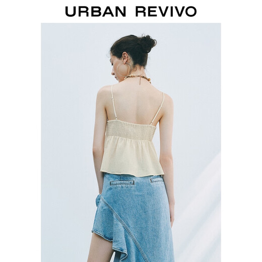 UR2025 Herbst neue Frauenkleidung Retro Wave Sporting Perlen Dekorative V-Ausschnitt-Haltshemd Uyl250087 Beige (vorderer Kragen ist niedrig) s