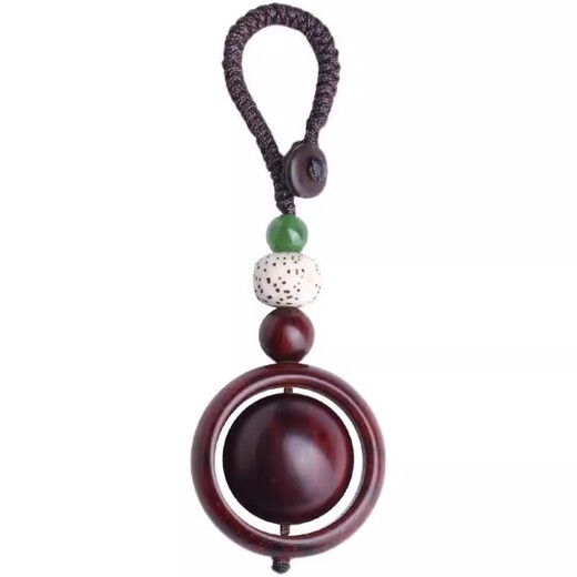 Hilai Yuanzhuan Keychain Pendant Petite feuille Red Santalwood Wood Texture Pendante en acajou des hommes et des femmes suspendues en décoration de décoration [rotable] en bois de santal [2 paquets]