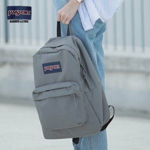 JANSPORT【香菇来了】jansport经典双肩学生多巴胺暮山紫男女时尚出街书包 4QUT7N8-蜜蜡粉-水壶侧袋