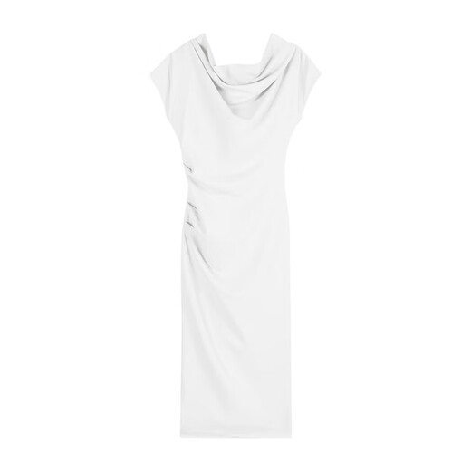 Robe plissée de tempérament à taille et taille sexy pour femmes en paillette d'été robe française robe longue robe robe gris abricot m-size [90-100jin [Jin est égal à 0,5 kg]]]
