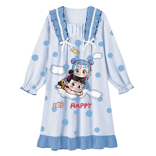 Kinderpyjamas Frühlings- und Herbststil Modal Big Boy Girl Girl Girl Girls Nachthemd Langarm Nezha 2025 Neue Heimkleidung 2 m-ST-12189 100 8 Größen (100-110) cm
