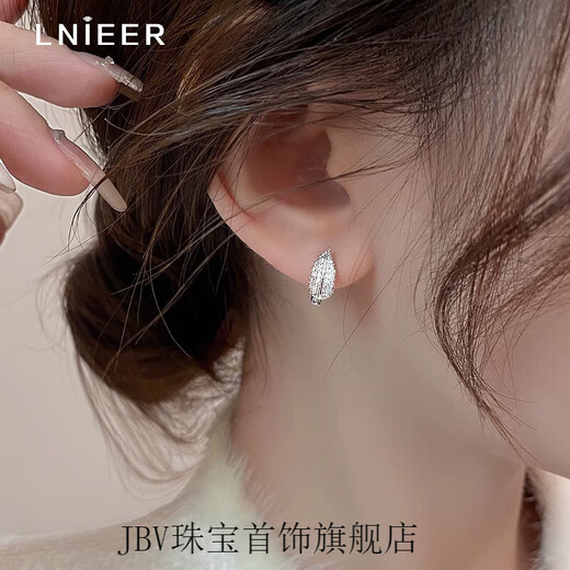 JBV Old Phoenix 999 sterling silver pure silver super flash leaf earrings women's earrings niche earrings silver earrings