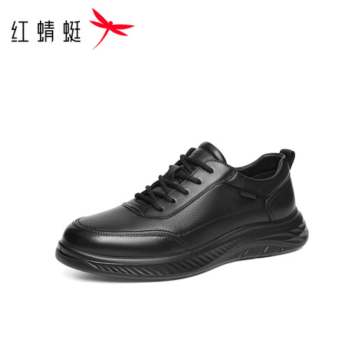 Red Dragonfly sports and casual leather shoes 25 autumn men's shoes thick-soled business commuting shoes comfortable dad shoes WTA35036 black 41