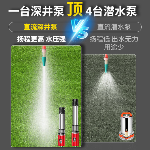 舒盛直流深井泵24v电瓶潜水泵48V60V72V电动车高扬程小型农用抽水泵 10叶【4872v】深井3200w25线10管 【德国永磁强劲电机】