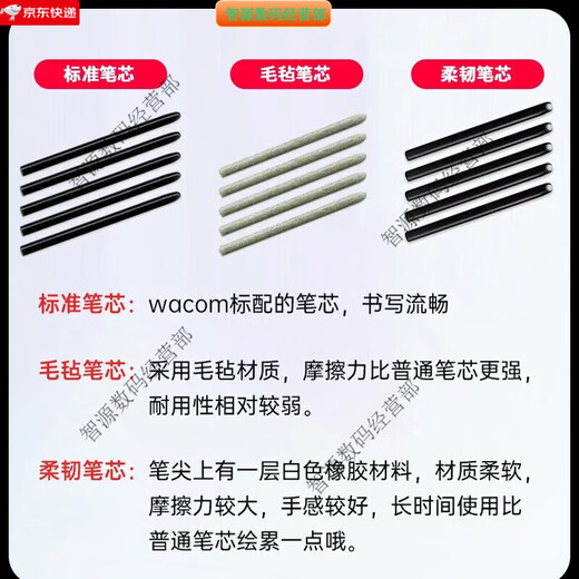 Wacom笔芯数位板CTL672 472 6100 671影拓651 660手绘...  0x0cm 原装一代柔韧笔芯5支装 【送换笔器】