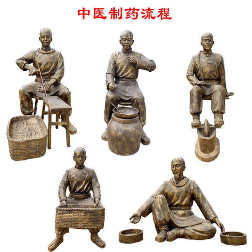 Fiberglass bronze statues of ancient Chinese medicine culture sculptures for pulse diagnosis, pharmaceutical figures, statues, ornaments, custom-made by top ten famous doctors, hanging pots to help the world, custom drawings, deposits, quick quotations