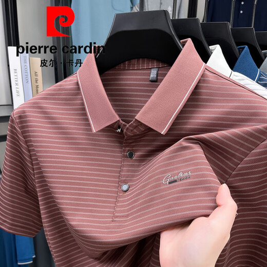 Pierre Cardin Ice Seide Kurzärärmelte T-Shirt Herren Sommer Neu gestreiftes Meldung High-End Daddy Anzug Business Casual halbärmelte Polo-Hemd Trendy White_JL-9922 M 165_Suggestion 110jin [Jin gleich 0,5 kg]