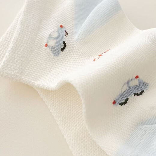 Summer children's mesh socks pure cotton thin boys' boat socks spring and autumn boys' breathable socks for middle and large children spring and summer F8229 car mesh 10 pairs 1-3 years old (S)