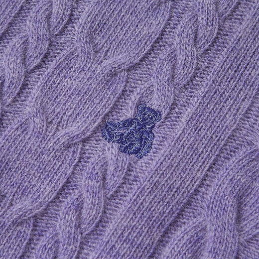 
Teenie Weenie [Same Model for Zhao Lusi] Bear Women's Wear Wool Sweater 2025 Autumn New Retro Four-Season Cable Cardigan Purple S