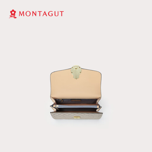 梦特娇（MONTAGUT）女包时尚小方包链条包女复古印花斜挎包百搭单肩包 卡其_杏