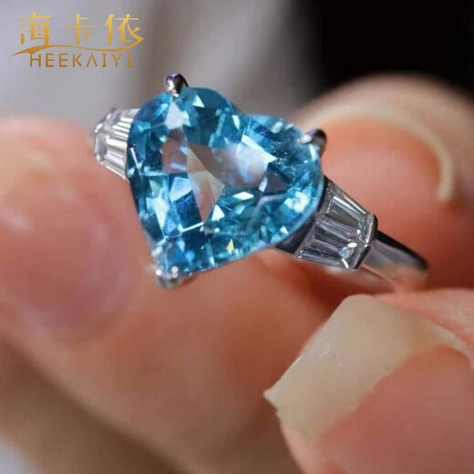 HEEKAIYI 1.845 carat aquamarine ring aquamarine heart of the ocean color beauty selection 1.8 carat Santa Maria aquamarine