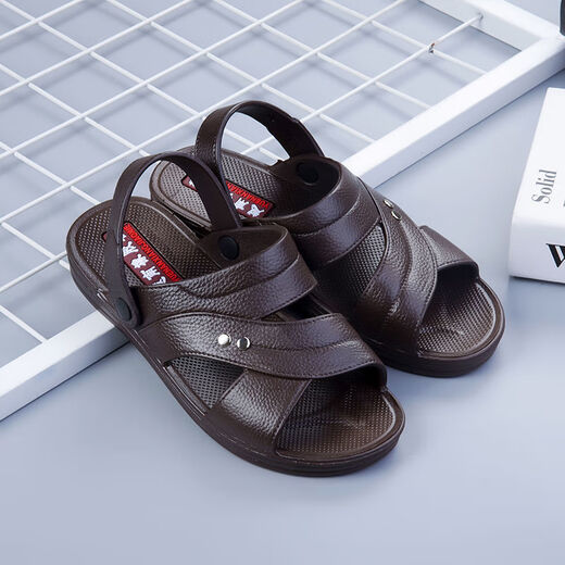 Huilirui [Vietnam Rubber] Korean version of non-slip casual men's sandals comfortable and durable dad's shoes men's sandals new in summer 698 black (anti-slip upgraded version) 39 (suitable for 38)