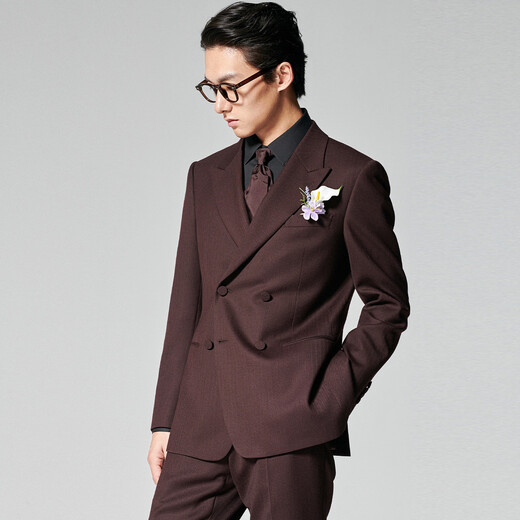Announcement Bird Wedding Series The same style as Wu Lei star Suit suit Men's fashionable formal suit as a gift for men Chinese Valentine's Day Purple texture 48 A (175/96) / Please note the waist or pants