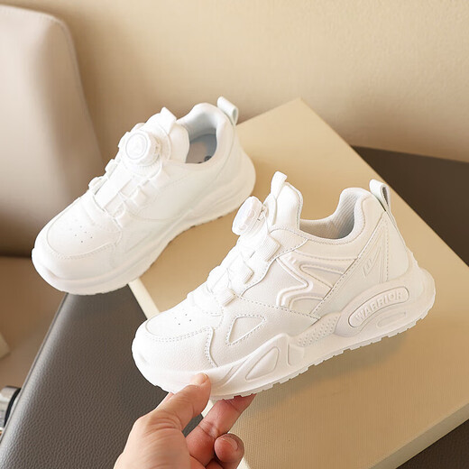 Warrior children's running shoes, sports campus white shoes, versatile casual shoes WZ(CL)-1134 white 34