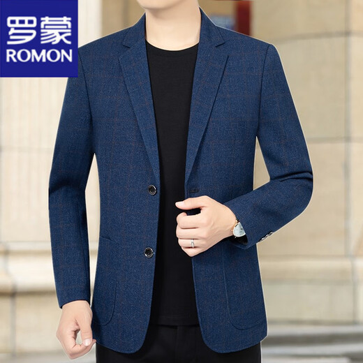 ROMON 2025 spring and autumn new men's casual suit slim Korean style blue formal suit middle-aged no-iron small suit jacket for men blue (3191 styles) XL 180