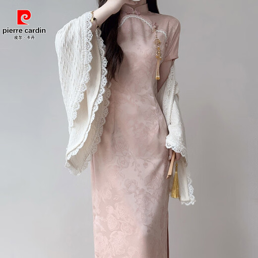 Pierre Cardin (Pierre Cardin) high-end cheongsam pink summer young style new Chinese girly style daily elegant Chinese style dress Spring Cheongsam Pink Does not include accessories M