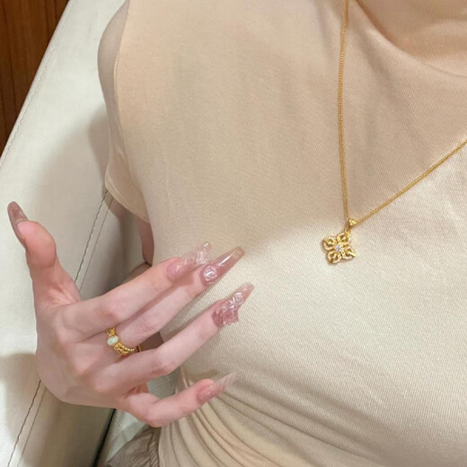 Feng Feili 18K gold-filled cross vajra full of diamond necklace for women new clavicle chain pendant gift diamond-encrusted vajra + Xiaobang chain