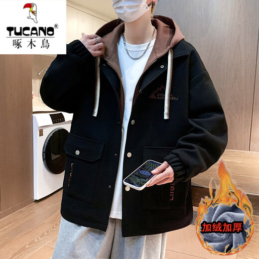 啄木鸟（TUCANO）外套男士秋冬季加绒加厚棉服潮流青少年高中学生帅气男装夹克棉衣 687米色 春秋款 XL 可穿115-130斤