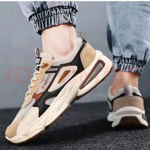 Changxiang Huili men's shoes for men's summer new casual board shoes for men's fashionable versatile sports running height-enhancing mesh dad shoes RF-F736 beige 40
