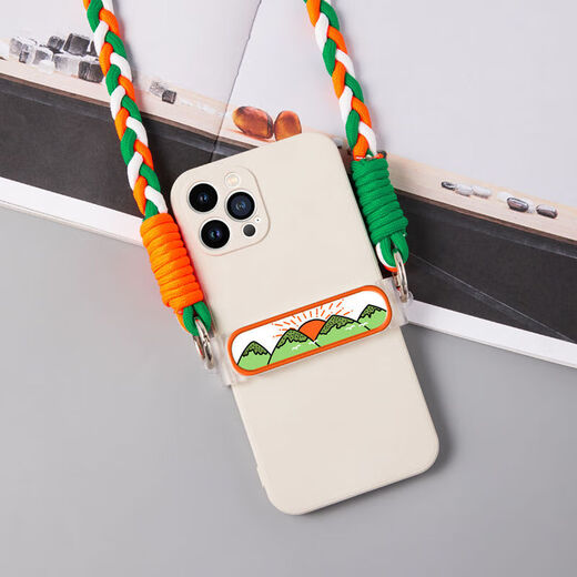 Strap rope mobile phone clip New mobile phone shell rope wrist cartoon sunrise mobile phone back clip diagonal lanyard braided detachable and convenient anti-lost strap creative lanyard back clip Sunrise Qingshan