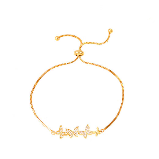 Jinwen Cross Border nuevo Diamond Set Butterfly Butterfly Personalidad Temperamento de personalidad de cobre pulsador de circón de circón en oro KC K-679