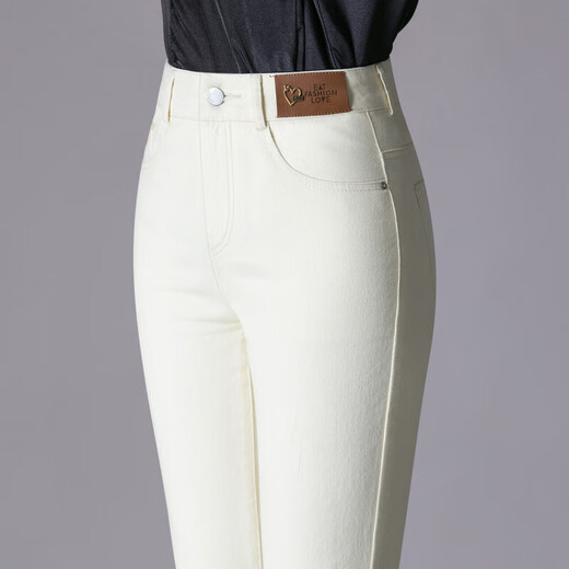 
9227 White jeans wash straight-leg casual middle-aged women's cotton middle-aged and young fashionable simple women's pants black 29