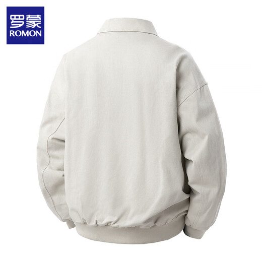 ROMON pure cotton jacket men's spring and autumn 2025 new versatile trendy brand loose handsome lapel casual tops dark gray XL