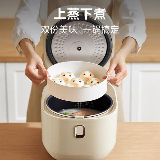 美的（Midea）电饭煲3-4人电饭锅12大菜单家用智能电饭煲智能预约定时可拆防溢电饭锅匠铜圆灶釜内胆2-8人使用 【银钻聚能釜】 5L