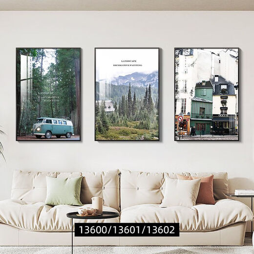 Jipindi Wohnzimmer Dekoration Malerei Moderne einfache Stil Ins Landschaft Wandmalerei Sofa Hintergrund Wandhängemalerei Triple Mural 13582/13589/13581 60*80 Elegantes Goldrahmen Kristallbild