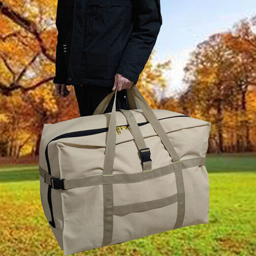 Sailotou thickened waterproof Oxford cloth checked bag large capacity travel bag foldable large luggage bag moving bag large size 70*50*34 black