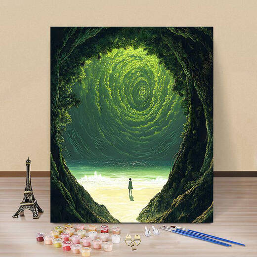 
XMSJ Hayao Miyazaki landscape digital oil painting coloring high-value style living room decoration painting Z-679 light color bottom 40X50CM ordered inner frame + pen pigment without outer frame