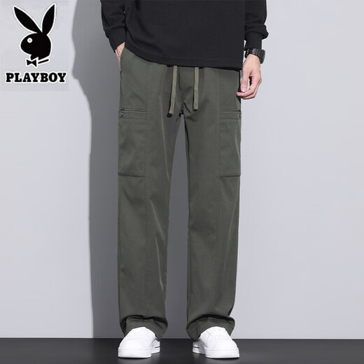 Pantalon décontracté Playboy pour hommes en été mince pantalon d'hommes en liberté pour les pantalons de paratrooper d'été pantalons de travail de charge sportive américaine pour hommes 9856 Military Green [Summer Thin] 4xl [180-200jin [Jin est égal à 0,5 kg]]]