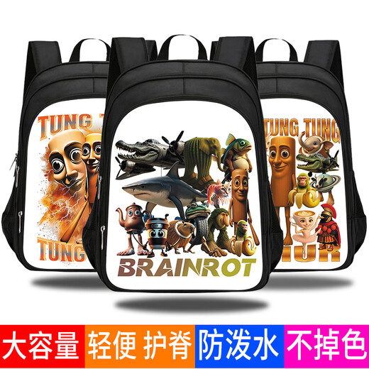 
UHFQ New American Foreign Mountain and Sea Jingtong Ge Wood Stick Man Crocodile Bomber Coffee Ninja Miss Cappuccino Backpack Boys Boys Backpack Children's Affairs Pack W13962 Three-layer Large (Suggested Grades 3-6)