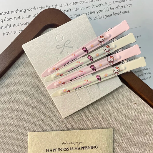 Cute Sakura cat duckbill clip for girls makeup fluffy one-word clip soft cute cartoon ins style versatile bangs clip Sakura kt makeup clip hot selling 6-piece set 3 pieces each