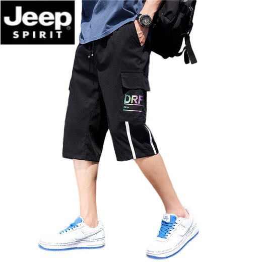 JEEP SPIRIT七分裤男夏季薄款宽松休闲短裤男士运动工装中裤韩版潮流学生裤子 9227灰色 L