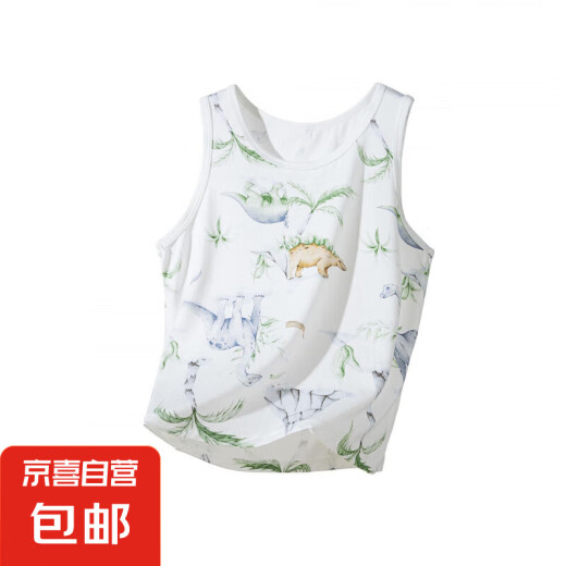 Summer children's sleeveless T-shirt Baby Class A antibacterial ice silk cool feeling bamboo fiber cool feeling small and medium-sized boy vest Volcanic dinosaur BX1047 S (130cm)