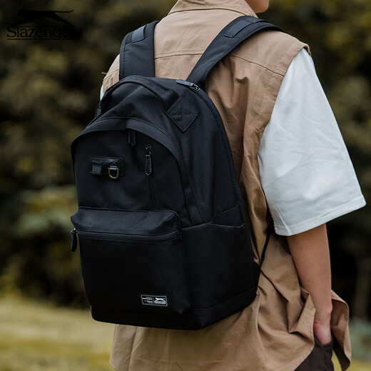 Slazenger Large Capacity Sports Student Rucksack Computertasche Einfache und vielseitige Reisetasche Ins Trendy Black_ [modische Hanging-Dekoration]