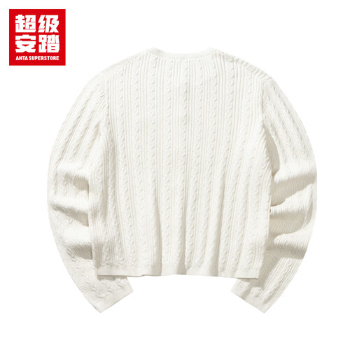 超级安踏ZANMANG LOOPY联名丨休闲毛衣开衫女秋季修身保暖外套162538713U 象牙白-1 S /女160